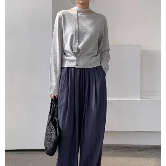 Pull tricoté à lacets doux pour femmes
