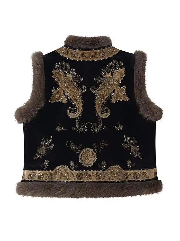 HH Fashion Gilet Chaud Sans Manches Rétro Style Urbain pour Femme