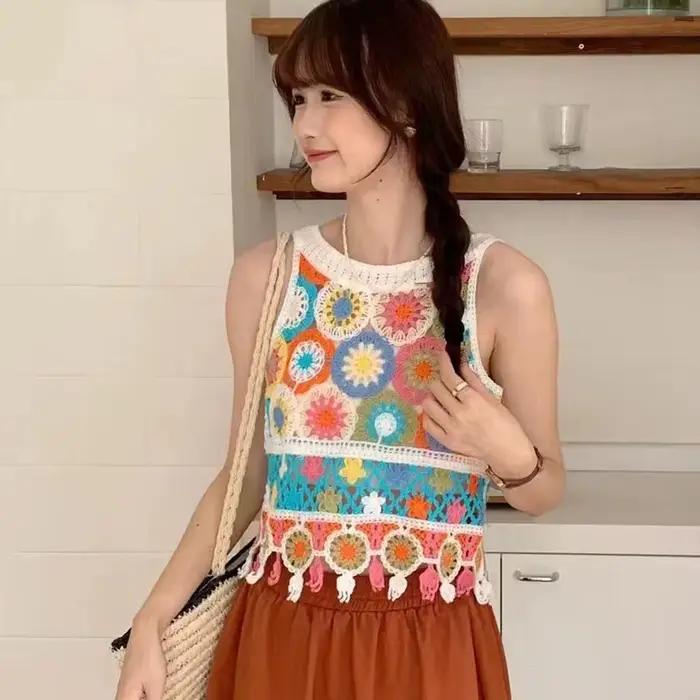 Gilet tricoté bohème mignon