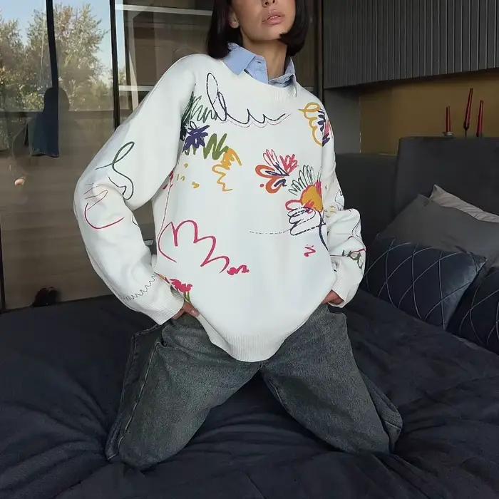 Pull Jacquard couleur pour femmes
