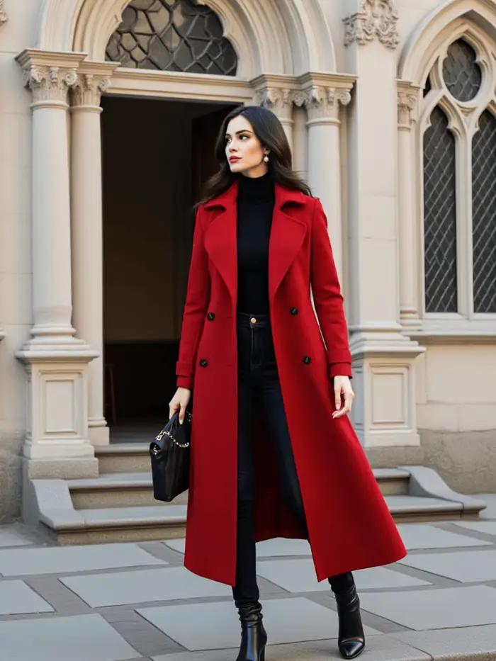 Pardessus chaud en laine pour femme
