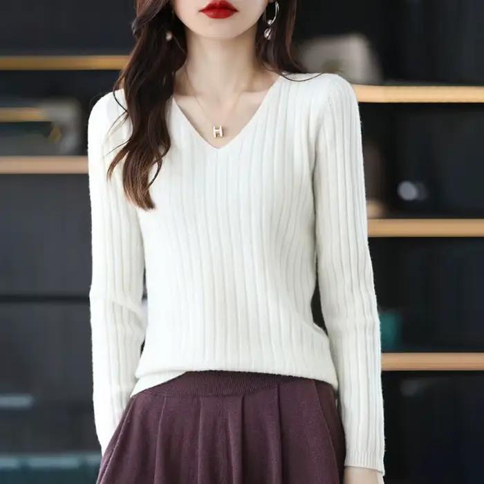 Pull tricoté à manches longues pour femme