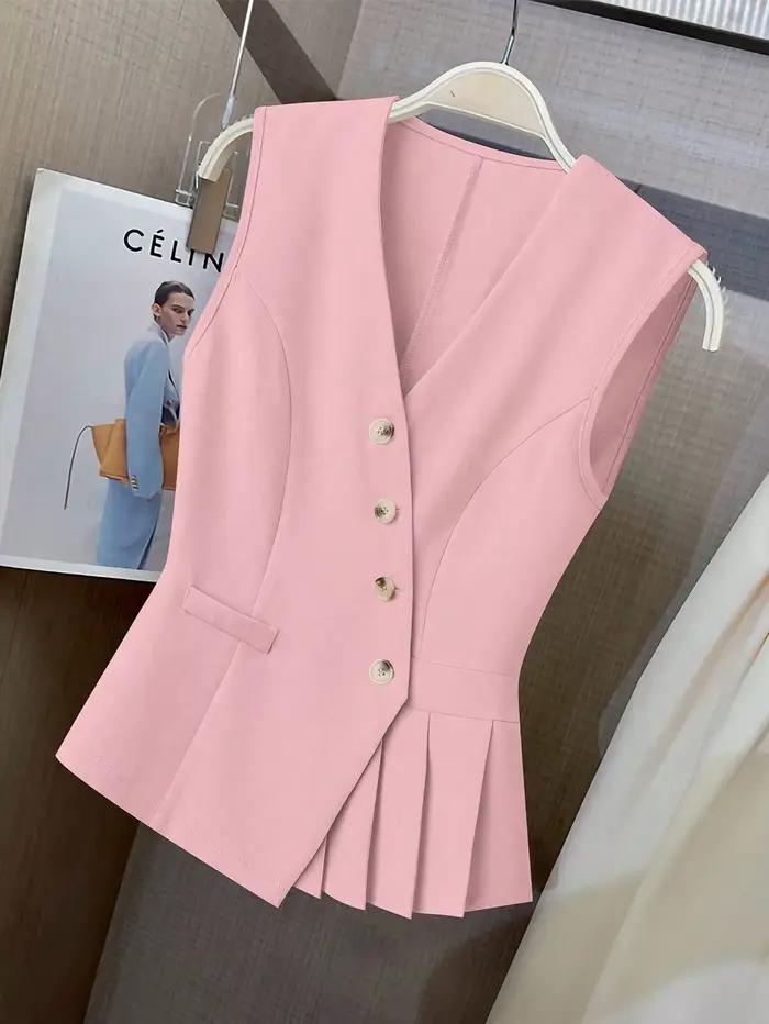 Gilet sans manches à col en V pour femme