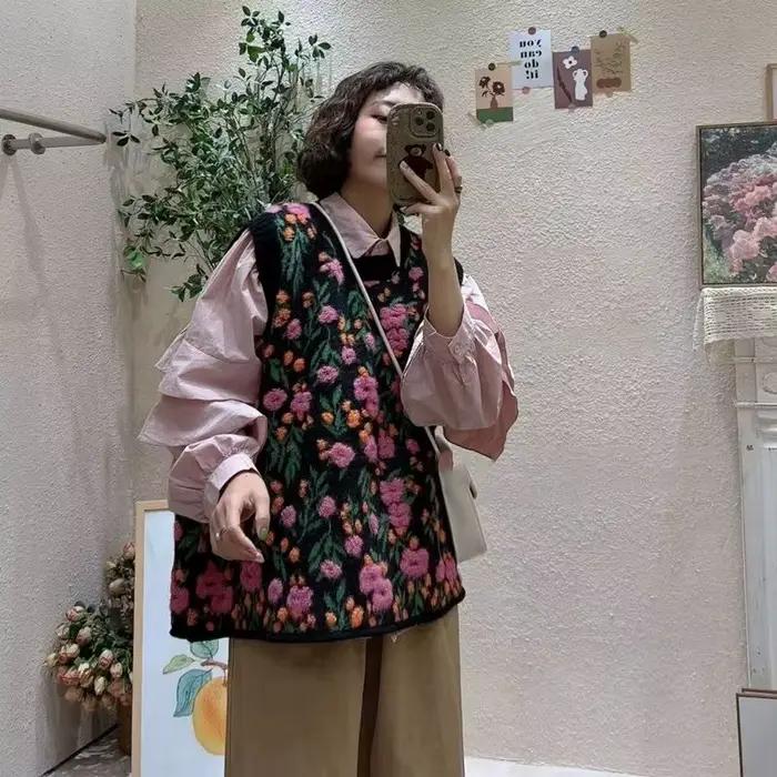 Pull en tricot avec broderies florales en coton pour femme, streetwear, vêtements d'extérieur, mode, confort, occasions spéciales