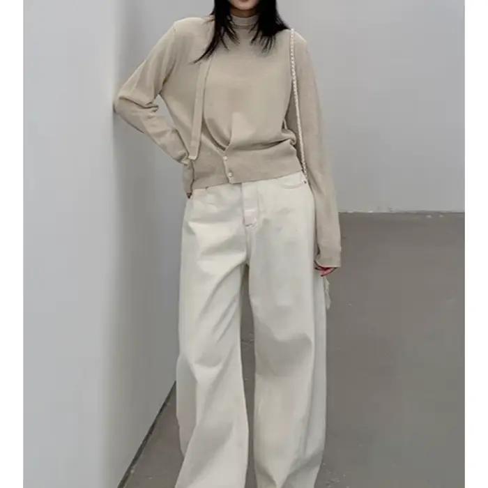 Pull tricoté à lacets doux pour femmes