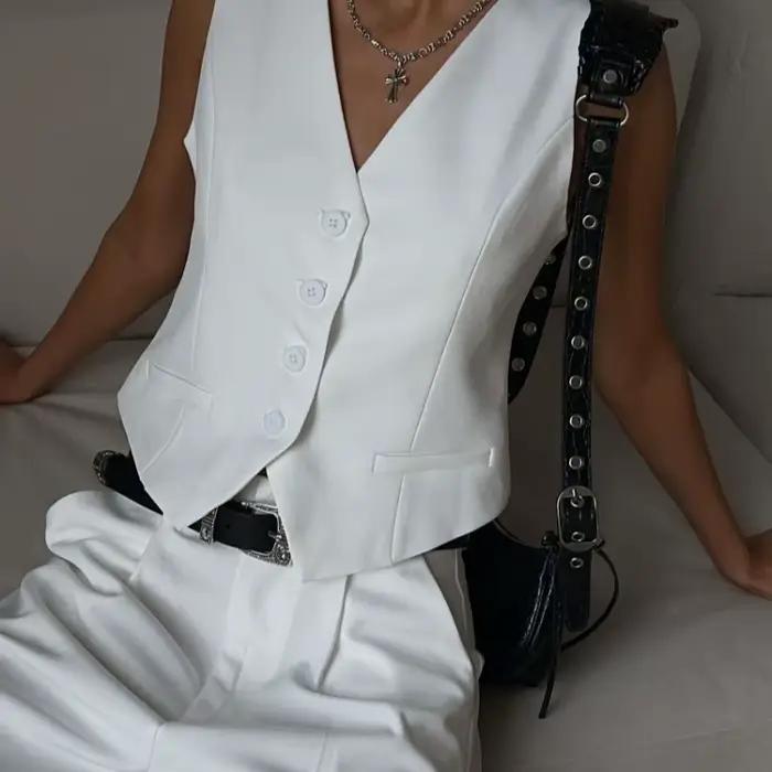Gilet gilet costume 2026 printemps et été col en v simple boutonnage gilet droit costume short