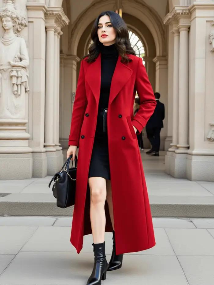 Pardessus chaud en laine pour femme