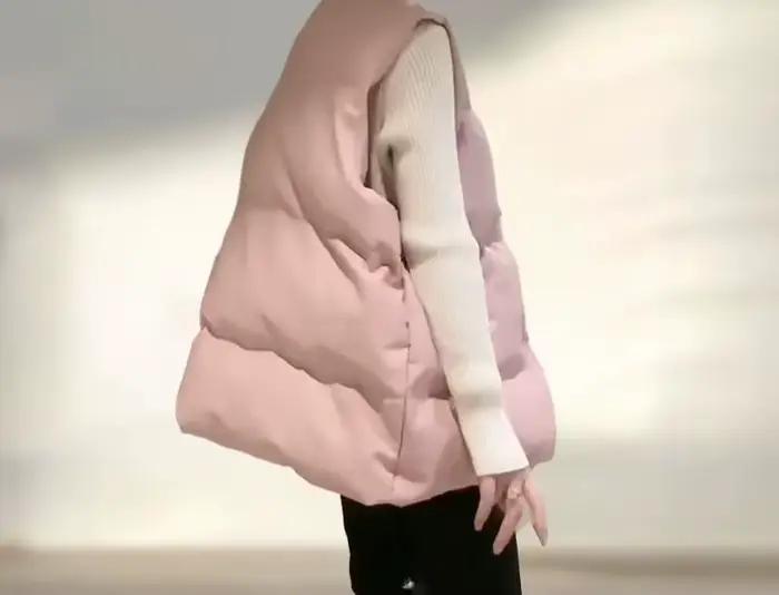 Veste ample à col rond et boucle en métal