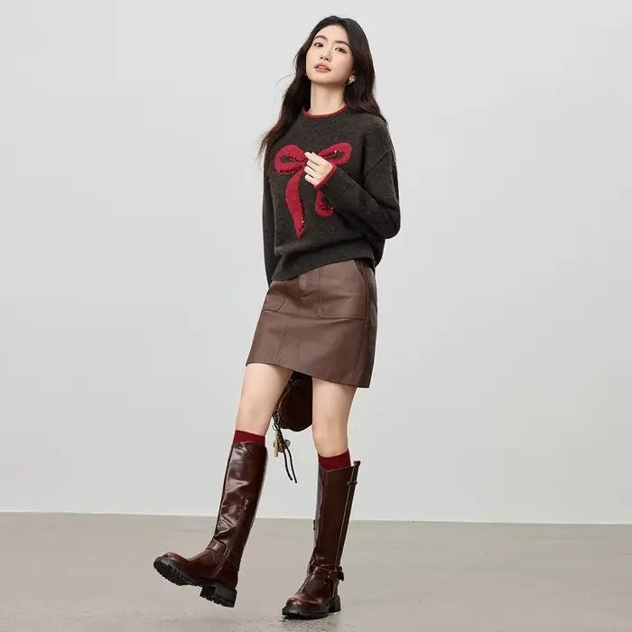 Pull à nœud brodé de perles SENTUBILA pour femme