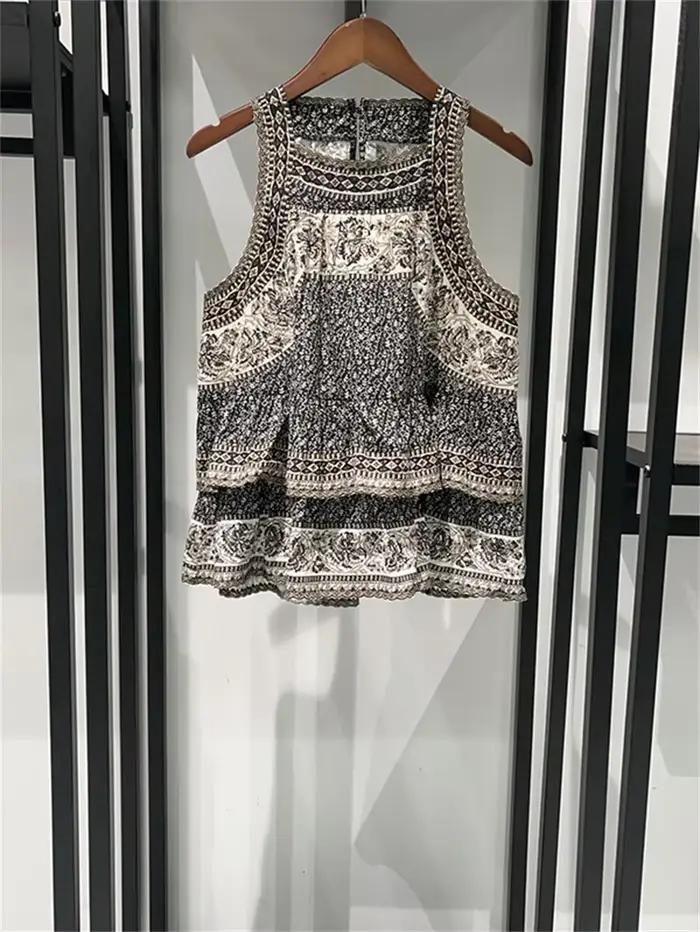 Gilet imprimé Vintage + chemise pour femmes