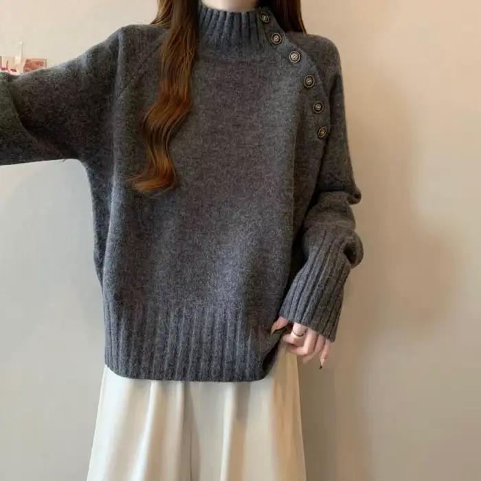 Pull tricoté à col mi-haut pour femmes