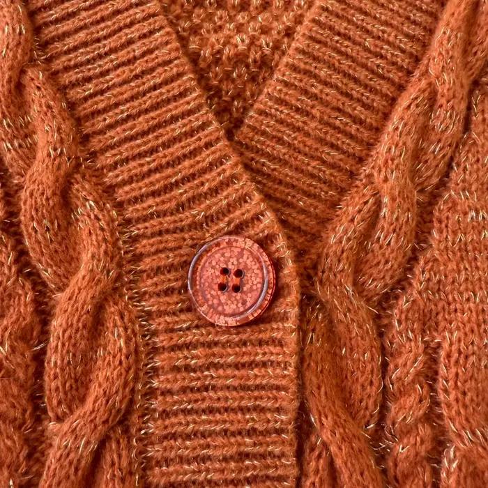 Cardigan Orange Scintillant pour Femme