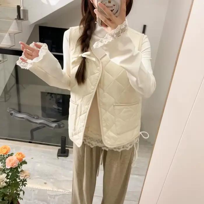 Gilet superposé léger en coton pour femmes
