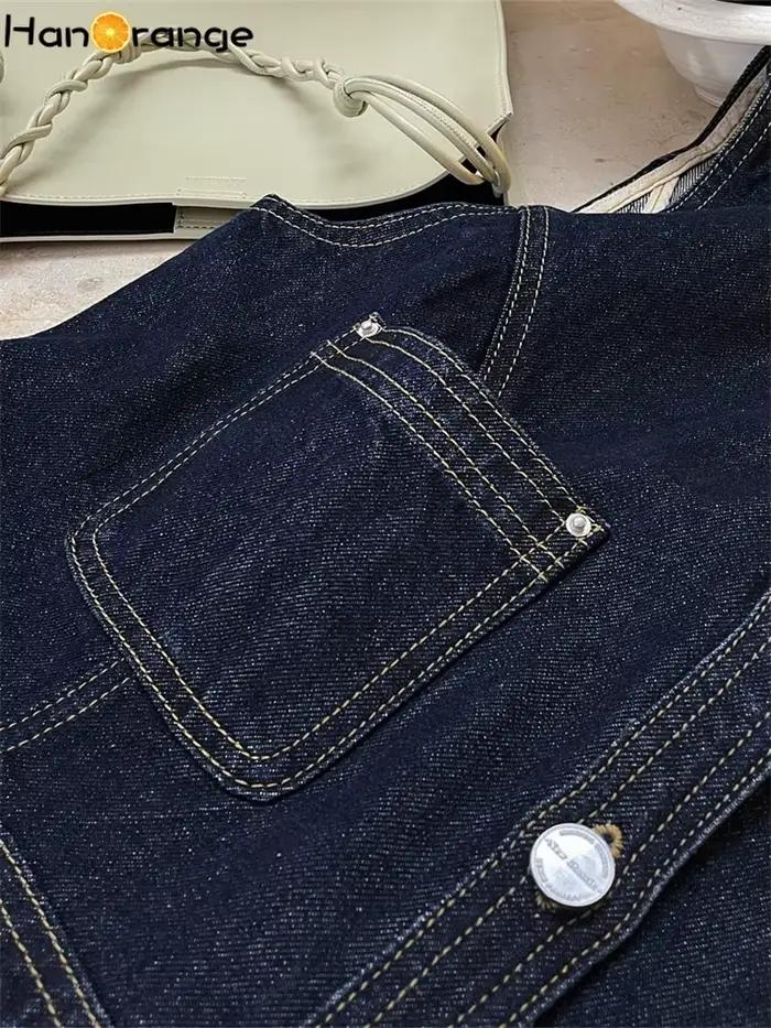 HanOrange 2026 – Nouvelle Collection Printemps : Gilet en Jean Femme Style Cowgirl, Sans Col, Court, Sans Manches, Vêtement Vintage Féminin