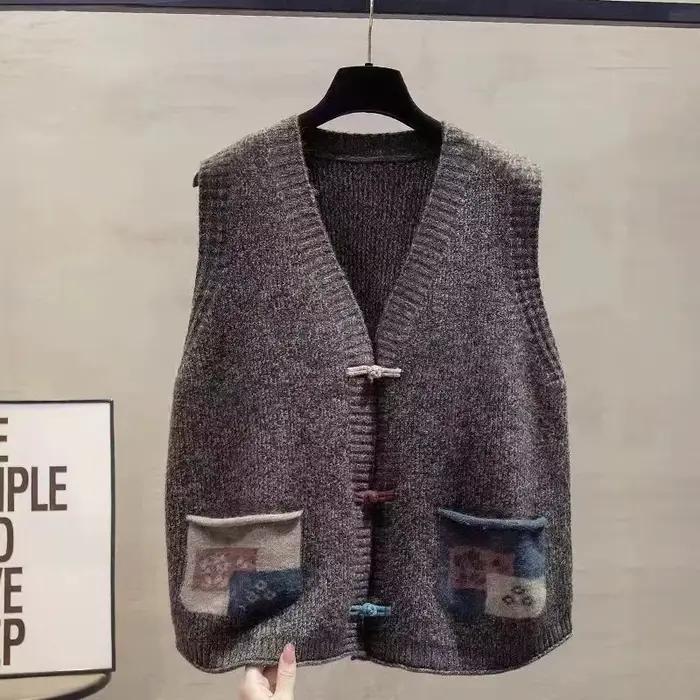 Cardigan tricoté à col en v pour femme
