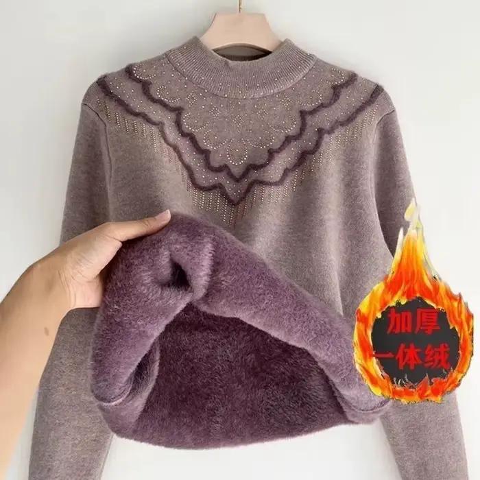 Pull épais en velours pour femmes
