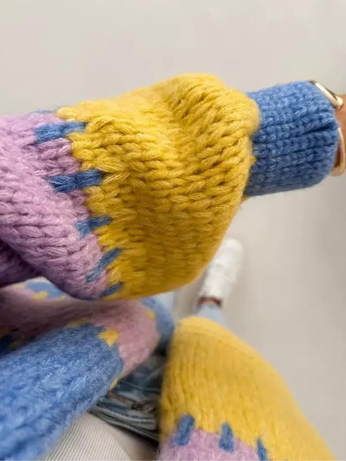 Pull tricoté à panneaux pour femmes