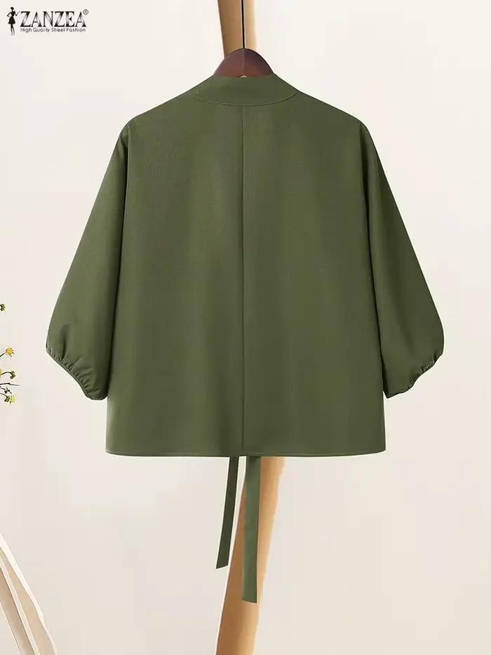 2025 ZANZEA élégant col en V lanterne manches Cardigan chemise automne haut pour femme