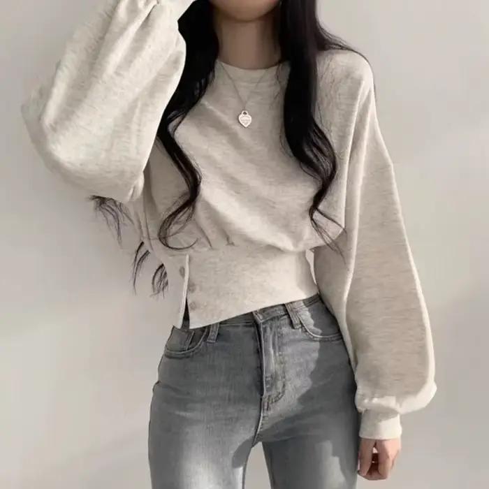 Pull uni pour femme, haut esthétique basique