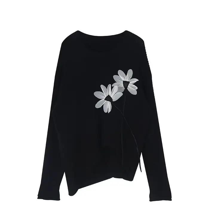 Pull rétro à fleurs tridimensionnelles pour femmes