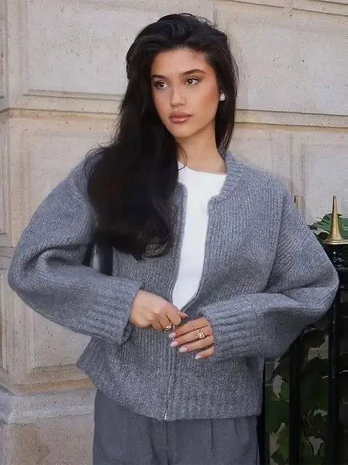 Pull tricoté solide pour femmes