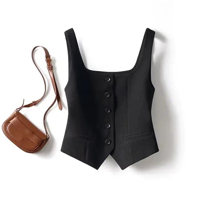 Costume pour femmes gilet manteau 2025 été Version coréenne mode dames gilet hauts être tout-match élégant femme cheval pince