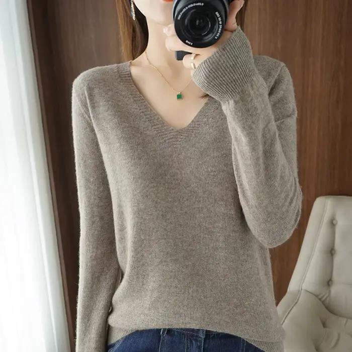 Pull en cachemire à col en V pour femme