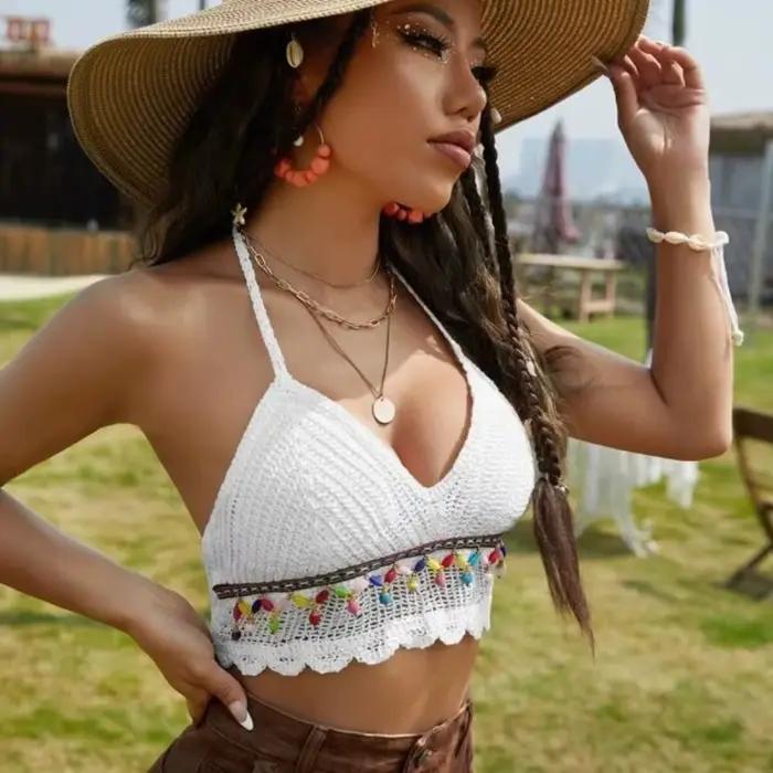 Camisole d'été sans manches en Crochet pour femmes
