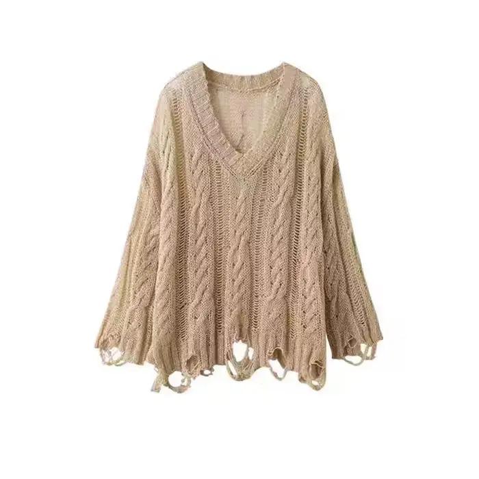 Pull en détresse pour femmes