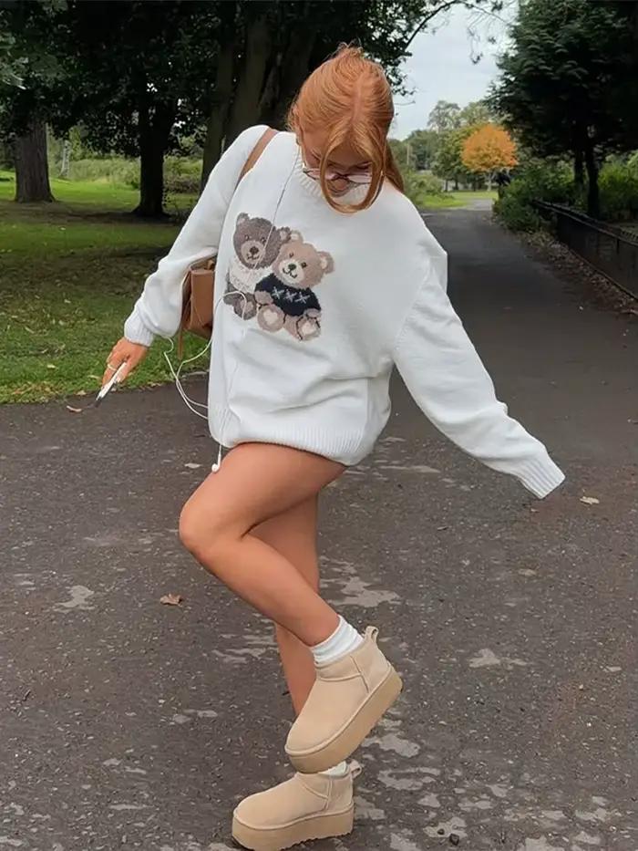 Pull tricoté à col rond pour femme