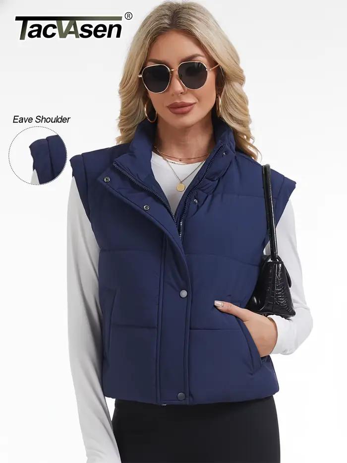 TACVASEN Gilet à col montant pour femme