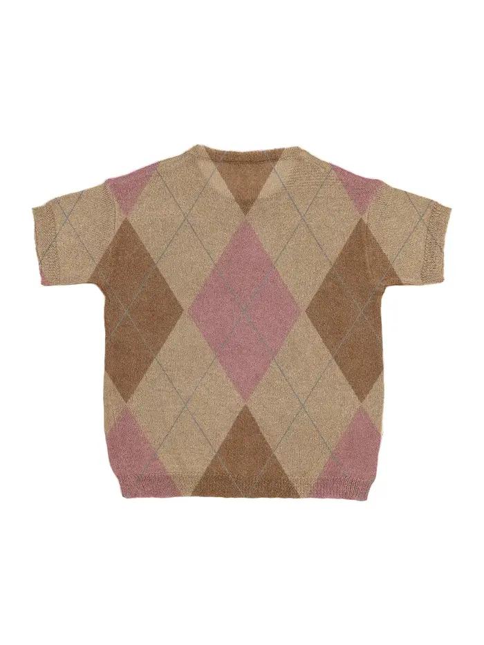 Pull en tricot à imprimé Argyle vintage pour femme