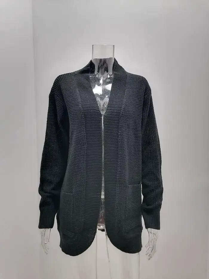 Cardigan Femme Automne-Hiver 2025 avec Patte de Boutonnage Courbée et Grande Poche