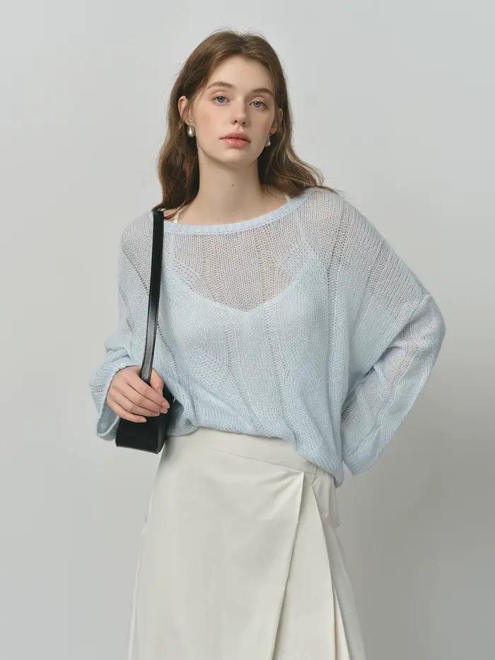 FSLE alpaga français paresseux câble tricot pull 2025 automne nouveau pull ample 25FS13066