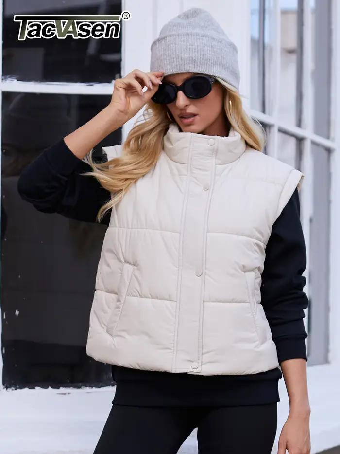 TACVASEN Gilet à col montant pour femme