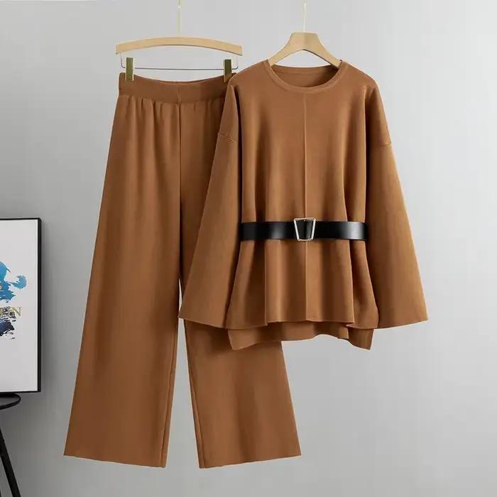 Ensemble 2 pièces pull tricoté pour femmes