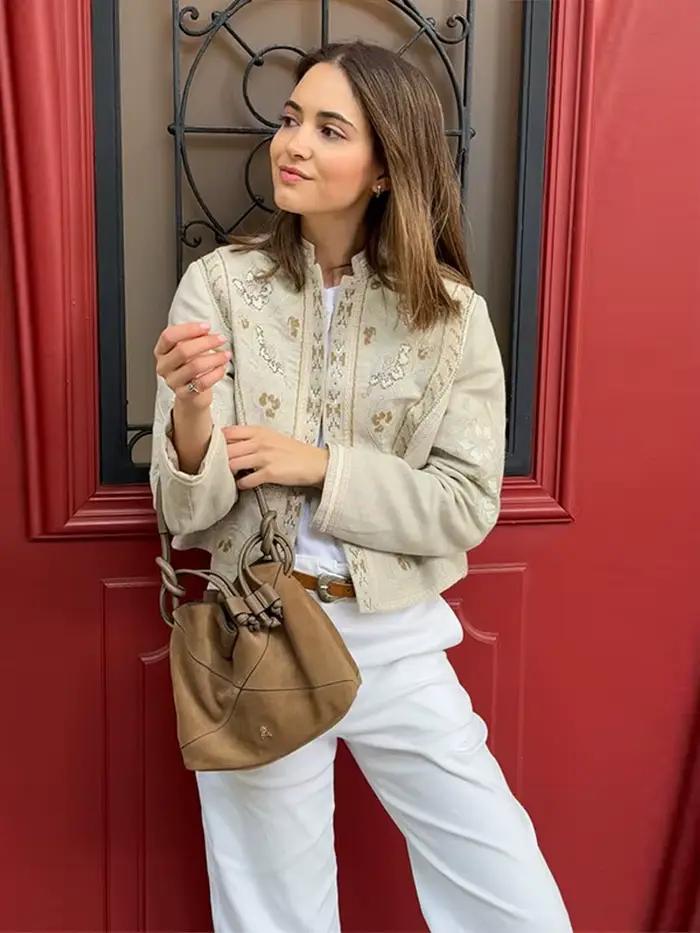 Manteau court pour femme élégant imprimé urbain col montant boutonné style streetwear féminin printemps automne 2026