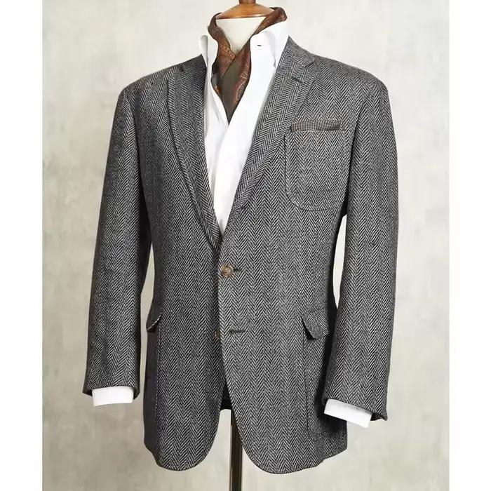 Veste pour hommes Champagne à chevrons costume décontracté Blazer élégant mode veste cintrée simple boutonnage vêtements confortables extérieur