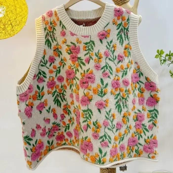 Pull en tricot avec broderies florales en coton pour femme, streetwear, vêtements d'extérieur, mode, confort, occasions spéciales
