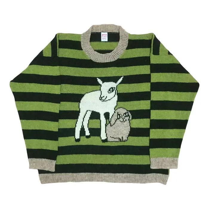 Pull rétro en tricot Jacquard à col rond
