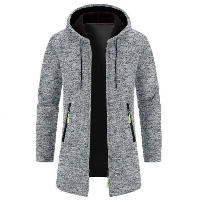 Sweat-shirt à capuche pour homme, manches longues, fermeture éclair, surdimensionné, haut d'hiver, manteau, pull noir
