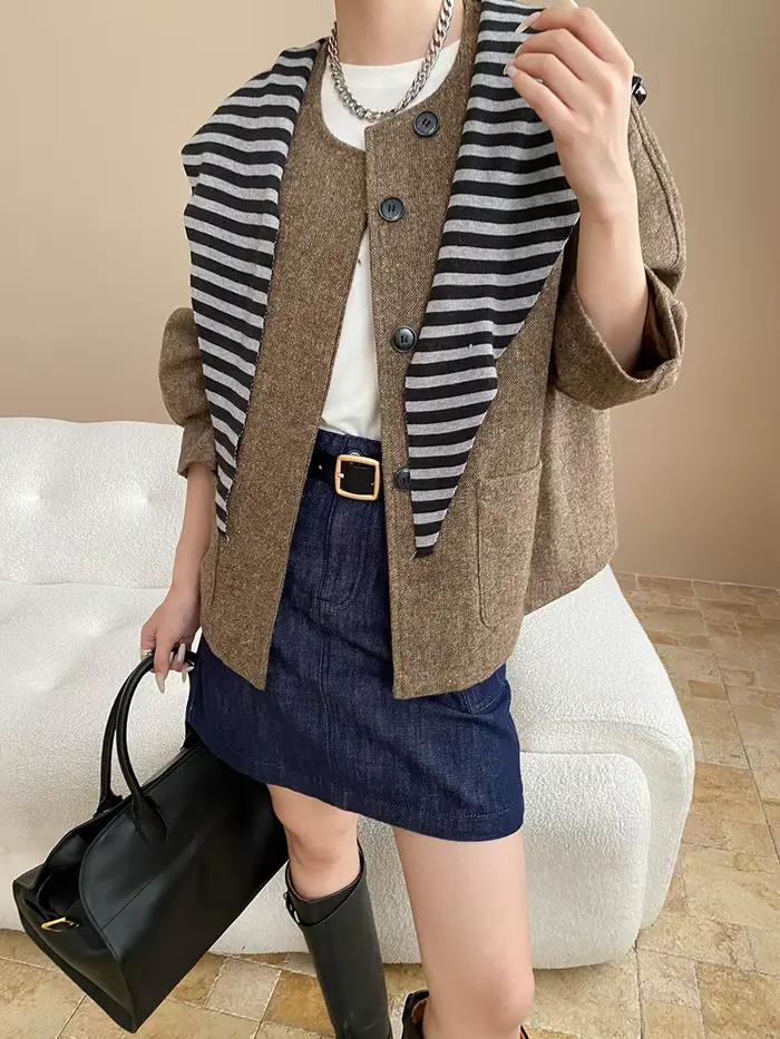 Manteau en laine grossière pour femmes