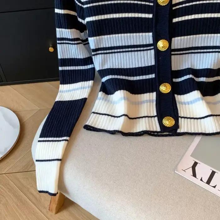 Pull rayé de couleur contrastée pour femmes