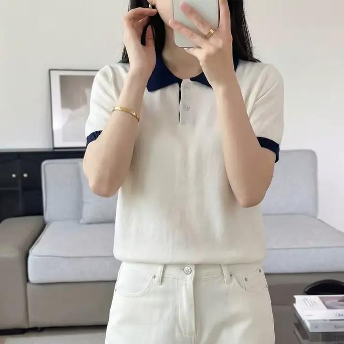 Pull tricoté 100 % pur coton pour femme
