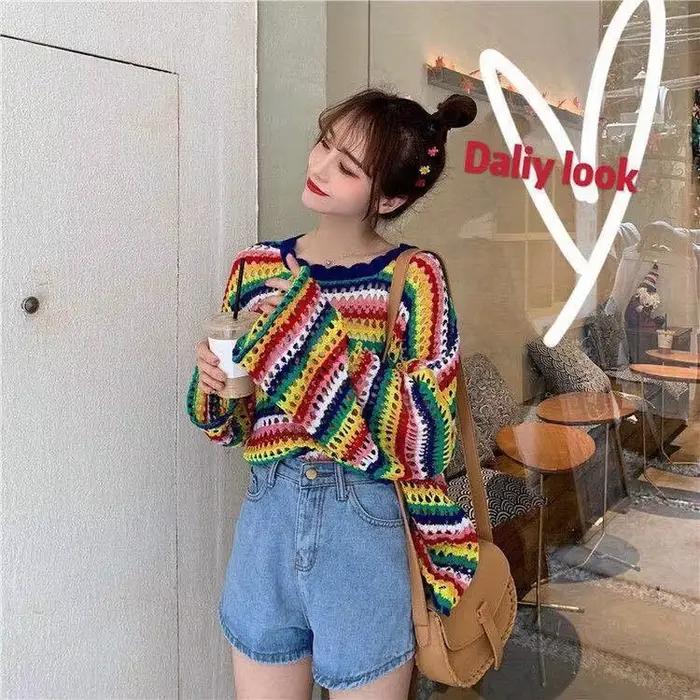 Pull arc-en-ciel pour femme