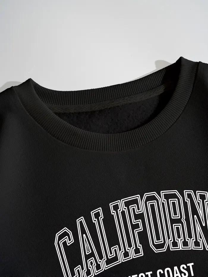 Sweat-shirt décontracté à manches longues et col rond pour femme