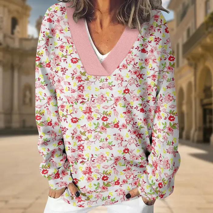 Sweat-shirt à col en v pour femmes