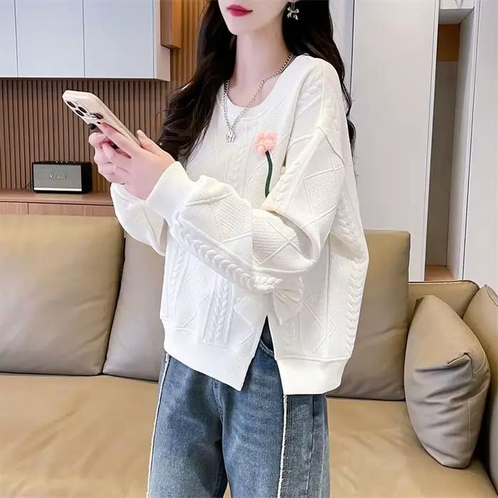 Sweat-shirt à col rond pour femme