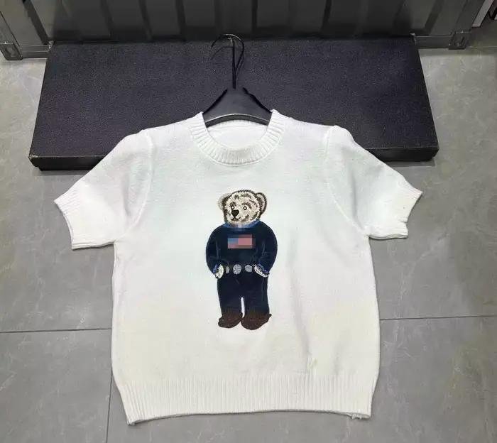 Marque Design ours dessin animé broderie tricoté Pull Femmes T-Shirt tricots de style décontracté pulls Femme hauts