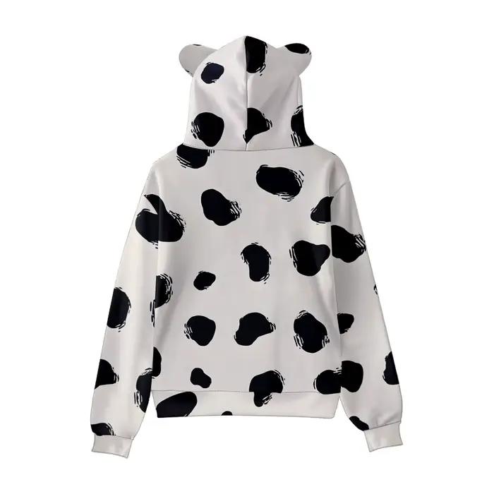 Sweat à capuche imprimé vache pour femmes